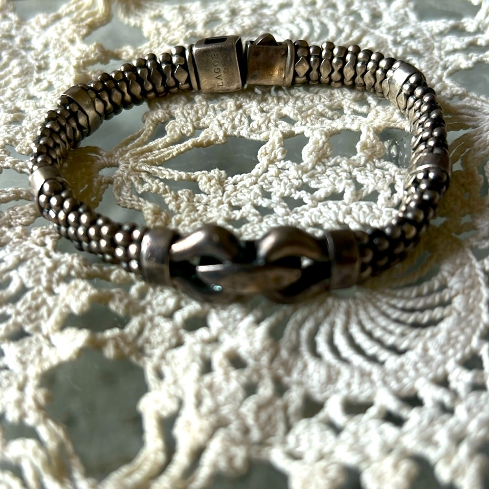 Silver Lagos Caviar Bracelet
